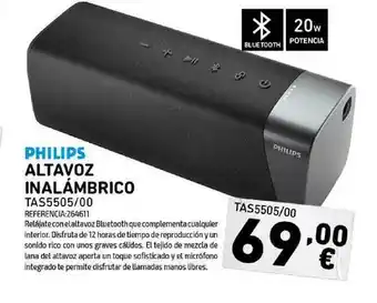 Tiendas Electrón Philips Altavoz Inalámbrico TAS5505-00 oferta