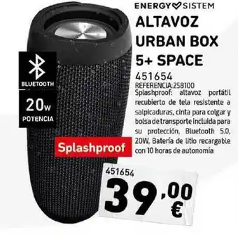 Tiendas Electrón Energy Sistem Altavoz Urban Box 5+ Space 451654 oferta