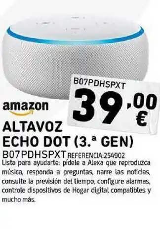 Tiendas Electrón Amazon Altavoz Echo Dot (3.ª Gen) B07PDHSPXT oferta