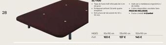 MacMobles 28  mides  pvp  enapatah 3d  don excurs de baca 30mm  90x190cm 103 €  135x190 cm 137 €  de molles  colors disponibles  peus n oferta