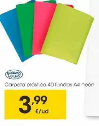 Eroski Carpeta Plástico 40 Fundas A4 Neón Ocean's Wave oferta