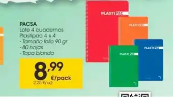 Eroski Pacsa Lote 4 Cuadernos Plastipac 4 X 4 oferta