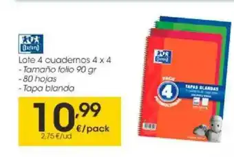 Eroski Lote De Cuadernos 4 X 4 Oxford oferta