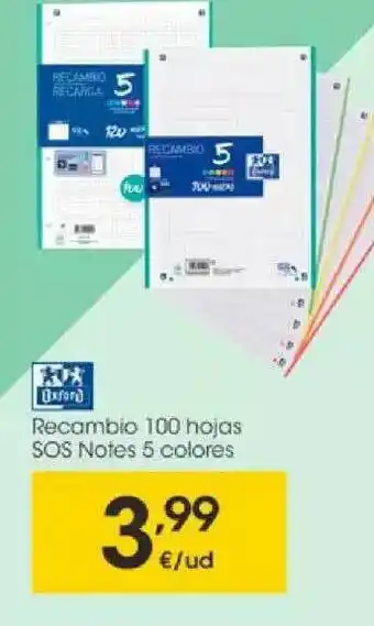 Eroski Recambio 100 Hojas Sos Notes 5 Colores Oxford oferta