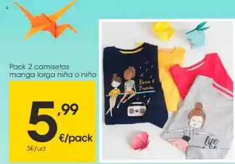 Pack 2 Camisetas Manga Larga Niña O Niño