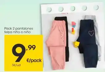 Eroski Pack 2 Pantalones Felpa Niña O Niño oferta