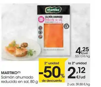 Eroski 2a Unidad -50% De Descuento Martiko Salmón Ahumado Reducido En Sal oferta
