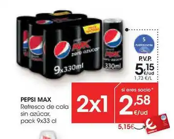 Eroski Pepsi Max Refresco De Cola Sin Azúcar oferta