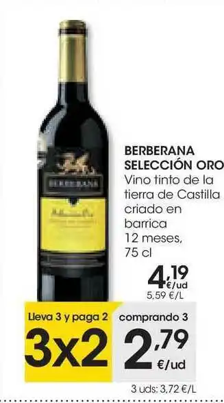 Eroski Berberana Selección Oro Vino Tinto De La Tierra De Castilla Criado En Barrica 75cl oferta