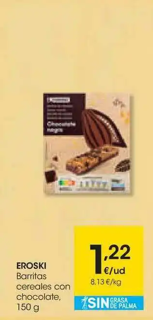 Eroski Eroski Barritas Cereales Con Chocolate 150g oferta