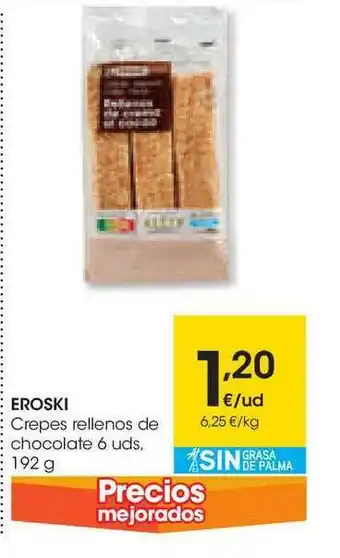 Eroski Eroski Crepes Rellenos De Chocolate 192g oferta