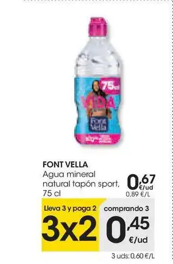 Eroski Font Vella Agua Mineral Natural Tapón Sport 75cl oferta