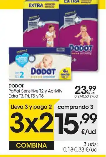Eroski Dodot Pañal Sensitive T2 Y Activity Extra oferta