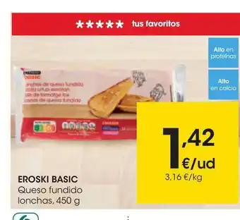 Eroski Eroski Basic Queso Fundido Lonchas 450g oferta