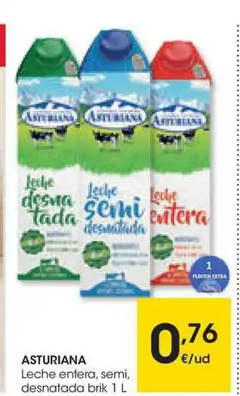 Eroski Asturiana Leche Entera Semi Desnatada 1l oferta