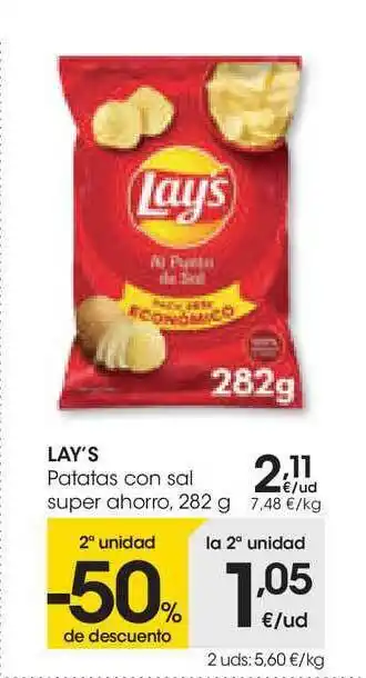 Eroski Lay's Patatas Con Sal Super Ahorro 282g oferta