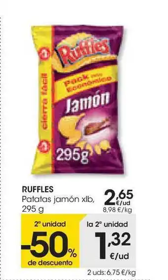Eroski Ruffles Patatas Jamón Xlb 295g oferta