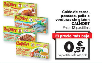 Carrefour Caldo de carne, pescado, pollo o verduras sin gluten CALNORT Pack 12 pastillas oferta