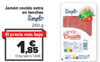 Carrefour Jamón cocido extra en lonchas oferta