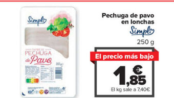 Carrefour Pechuga de pavo en lonchas oferta