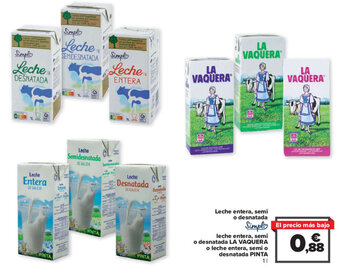 Carrefour Leche entera, semi o desnatada oferta