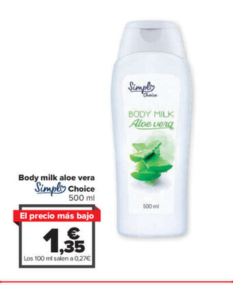 Carrefour Body milk aloe vera Simply Choice oferta