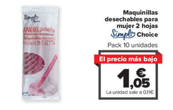 Carrefour Maquinillas desechables para mujer 2 hojas Simply Choice oferta