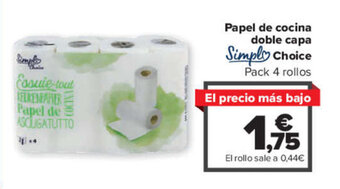 Carrefour Papel de cocina doble capa Simply Choice oferta