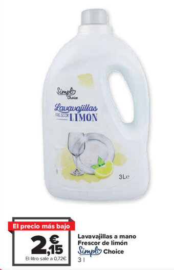 Carrefour Lavavajillas a mano Frescor de limón Simply Choice oferta