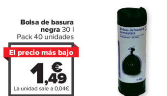 Carrefour Bolsa de basura negra 30 1 Pack 40 unidades oferta