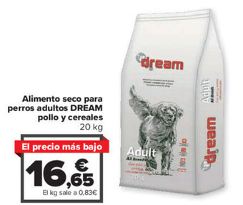Carrefour Alimento seco para perros adultos DREAM pollo y cereales 20 kg oferta