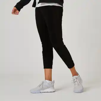 Decathlon Pantalón jogger fitness 7/8 corte recto algodón mujer domyos negro oferta