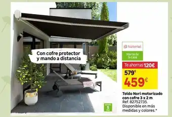 Leroy Merlin Con cofre protector y mando a distancia garantia a naterial marca de la casa te ahorras 120€ 579€ 459€ toldo nori moto oferta