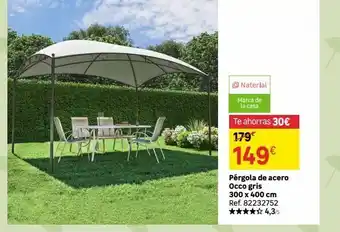 Leroy Merlin Naterial marca de la casa te ahorras 30€ 179€ 149€ pérgola de acero occo gris 300 x 400 cm ref. 82232752 ★☆ 4,3/5 oferta