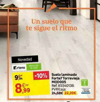 Leroy Merlin Artens novedad un suelo que te sigue el ritmo ,94 8,99 marca de la casa -10% suelo laminado forte7 torrevieja mod005 oferta