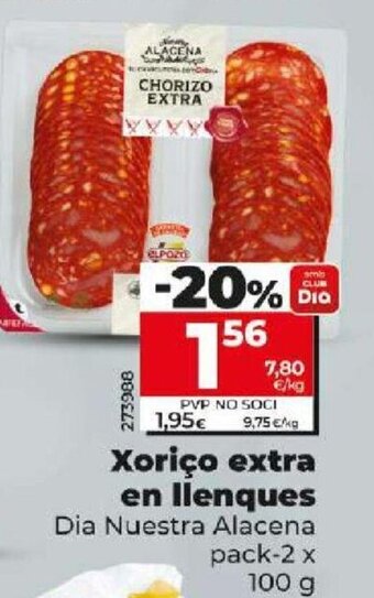 Dia Xoriço extra en llenques Dia Nuestra Alacena pack-2 x 100 g oferta