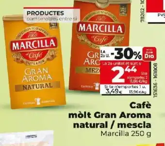 Dia Cafè mòlt Gran Aroma natural / mescla Marcilla 250 g oferta