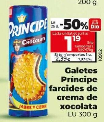 Dia Galetes Príncipe farcides de crema de xocolata LU 300 g oferta