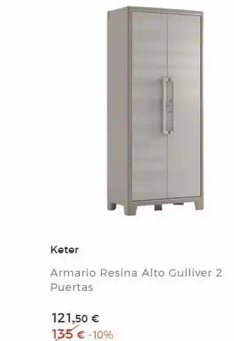 BriCor Keter armario resina alto gulliver 2 puertas 121,50 € 135 € -10% oferta