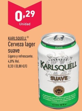 ALDI KARLSQUELL Cerveza lager suave oferta