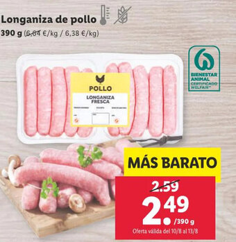 Lidl Longaniza de pollo 390 g oferta