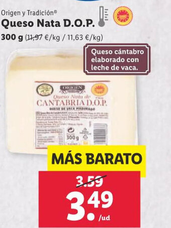 Lidl Origen y Tradición Queso Nata D.O.P. oferta