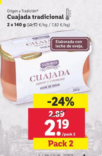 Lidl Origen y Tradición Cuajada tradicional oferta