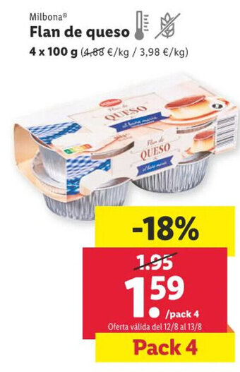 Lidl Milbona® Flan de queso oferta