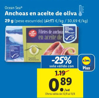 Lidl Ocean Sea Anchoas en aceite de oliva oferta