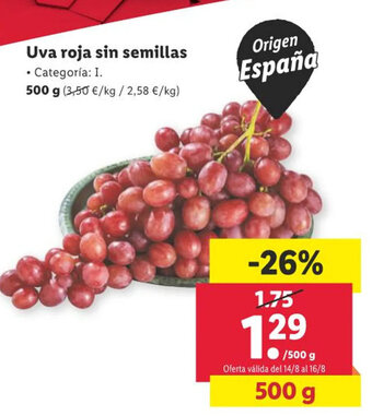 Lidl Uva roja sin semillas oferta