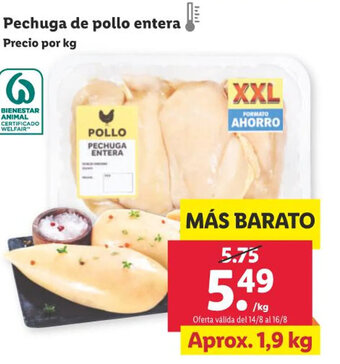 Lidl Pechuga de pollo entera oferta