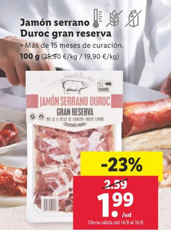 Lidl Jamón Serrano Duroc gran reserva oferta