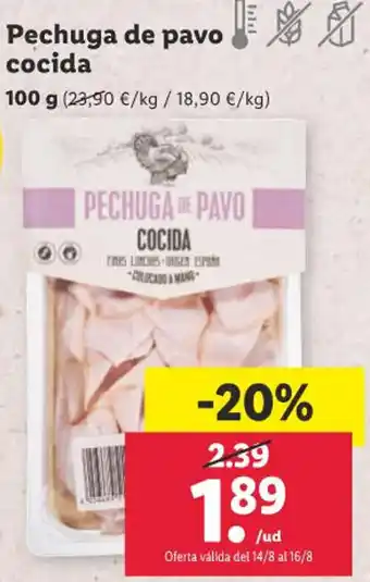 Lidl Pechuga de pavo cocida oferta