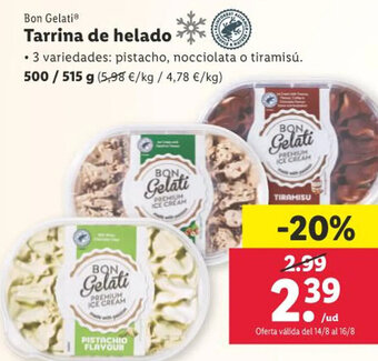 Lidl Bon Gelati Tarrina de helado oferta